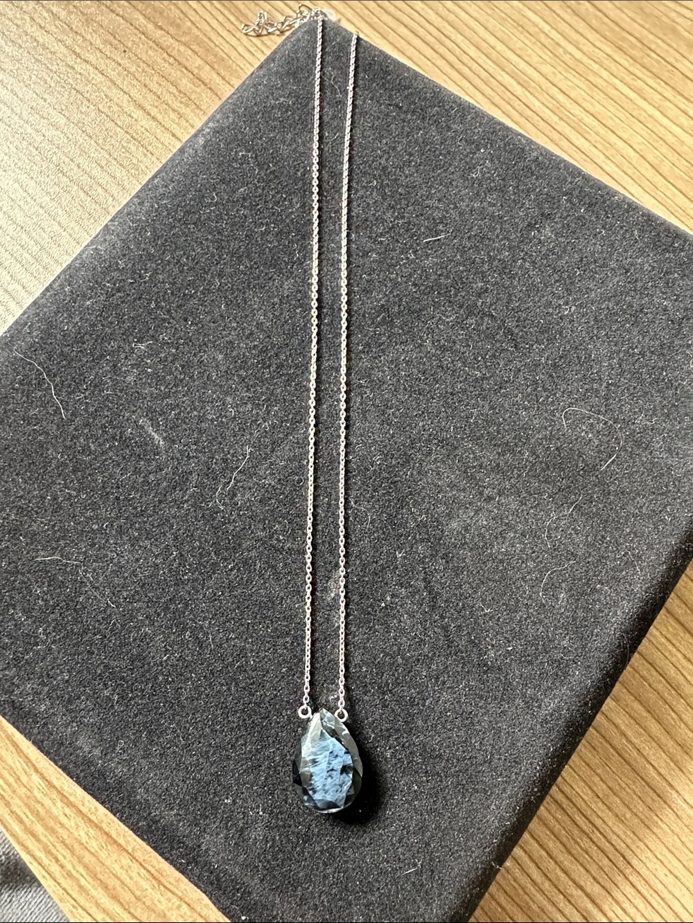 Pietersite teardrop with adjustable silver chain